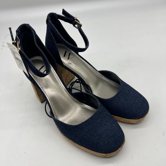 Worthington Womens Panama Block Heel Pumps Denim Size 7.5M - Picture 3 of 11